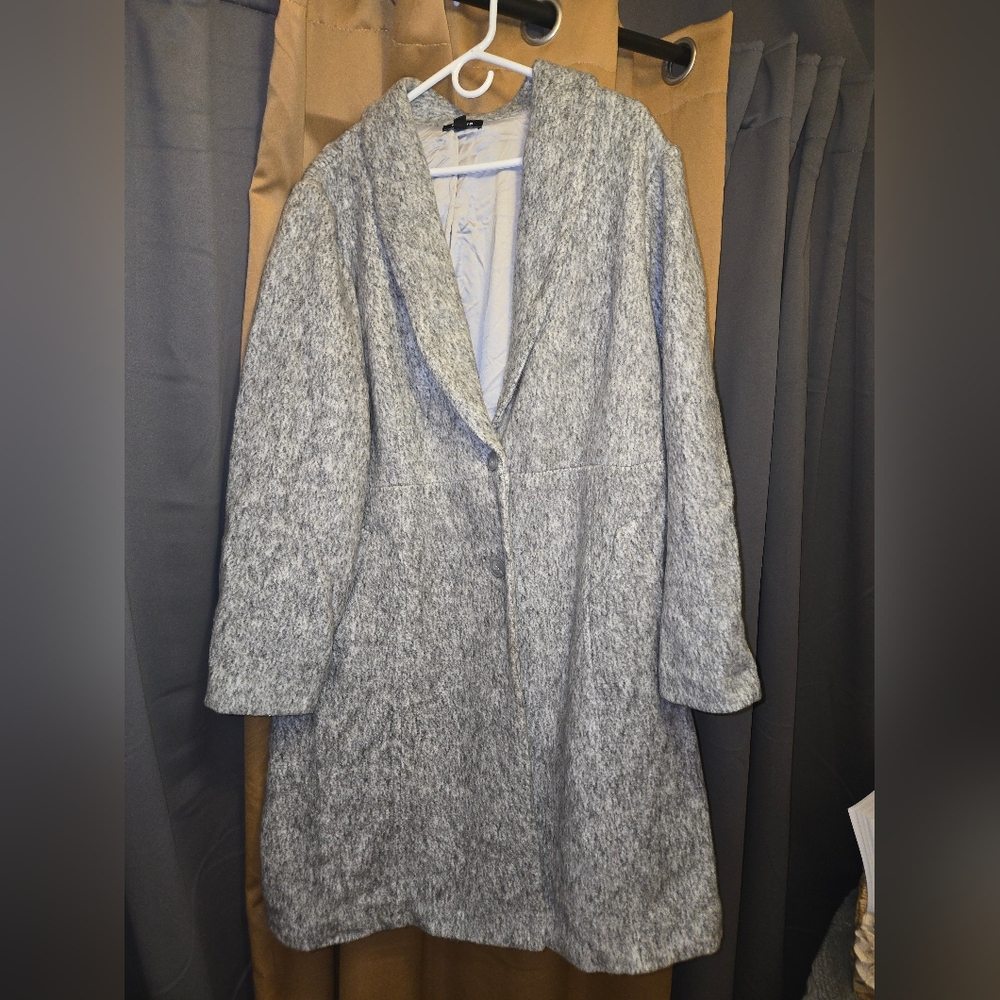 Torrid A-Line Trench Coat Size 4 Plus Women's Gray Button Jacket Pea Coat
